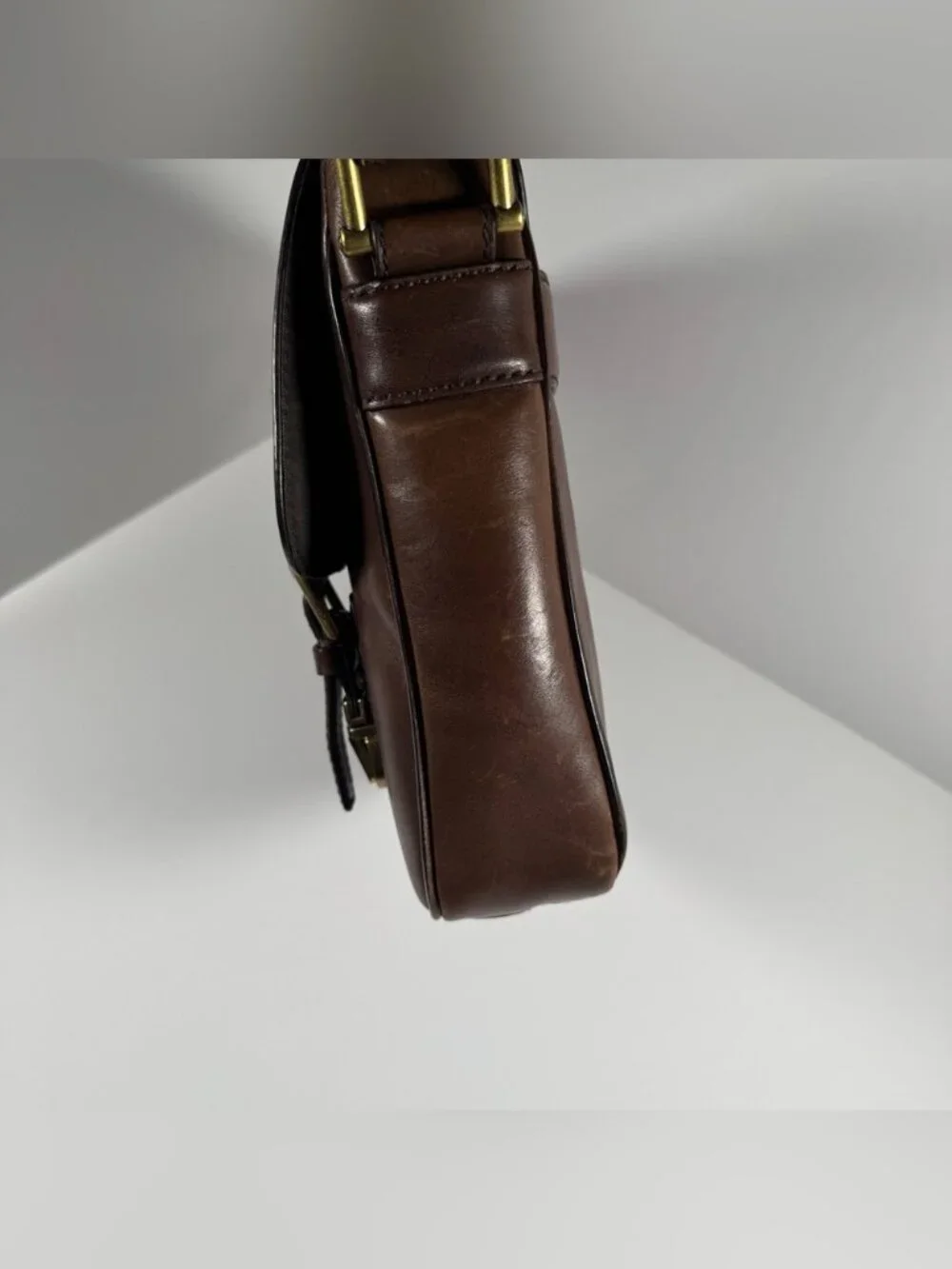 Fossil Brown Leather Messenger Bag Crossbody Men/Unisex City Bag Size